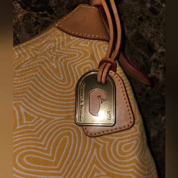 DOONEY & BOURKE Yellow Fabric Hobo Handbag Purse - Picture 2 of 11